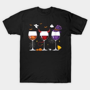 Womens Glasses Of Wine Halloween Costume Funny T Shirt Wine Lover T-Shirt